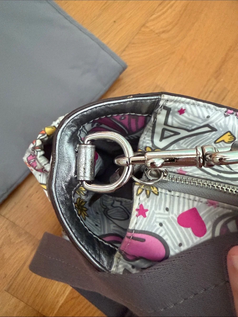 Coach Silver and Pink Graphic Butterfly Diaper Bag Y2K Vintage